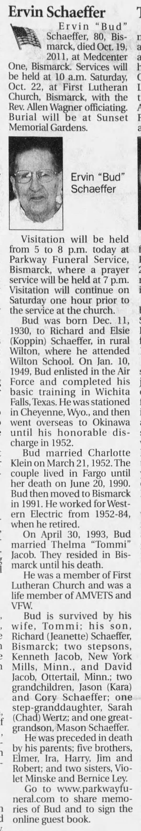 Clipping from The Bismarck Tribune